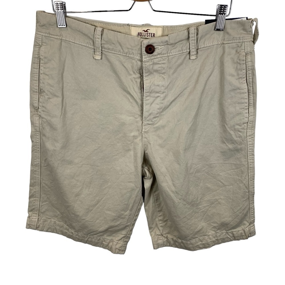 NWT Hollister sz 34 Beige Khaki Men's So Cal Classic Fit Knee Flat Front Shorts
